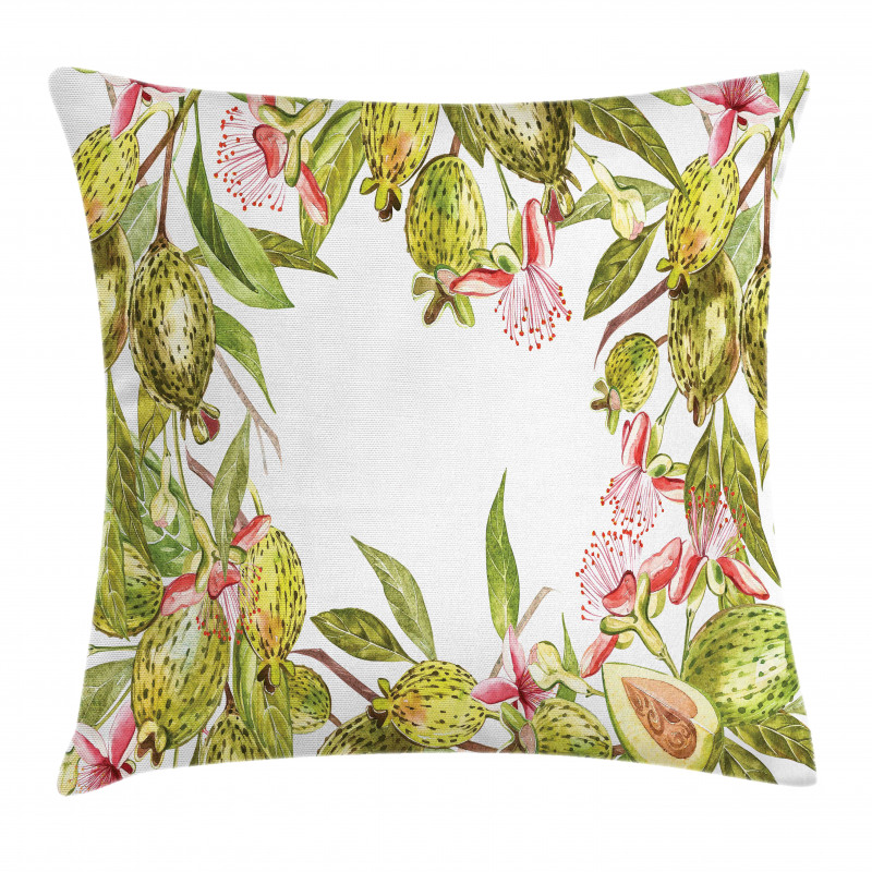 Feijoa Exotic Fruit Floral Pillow Cover