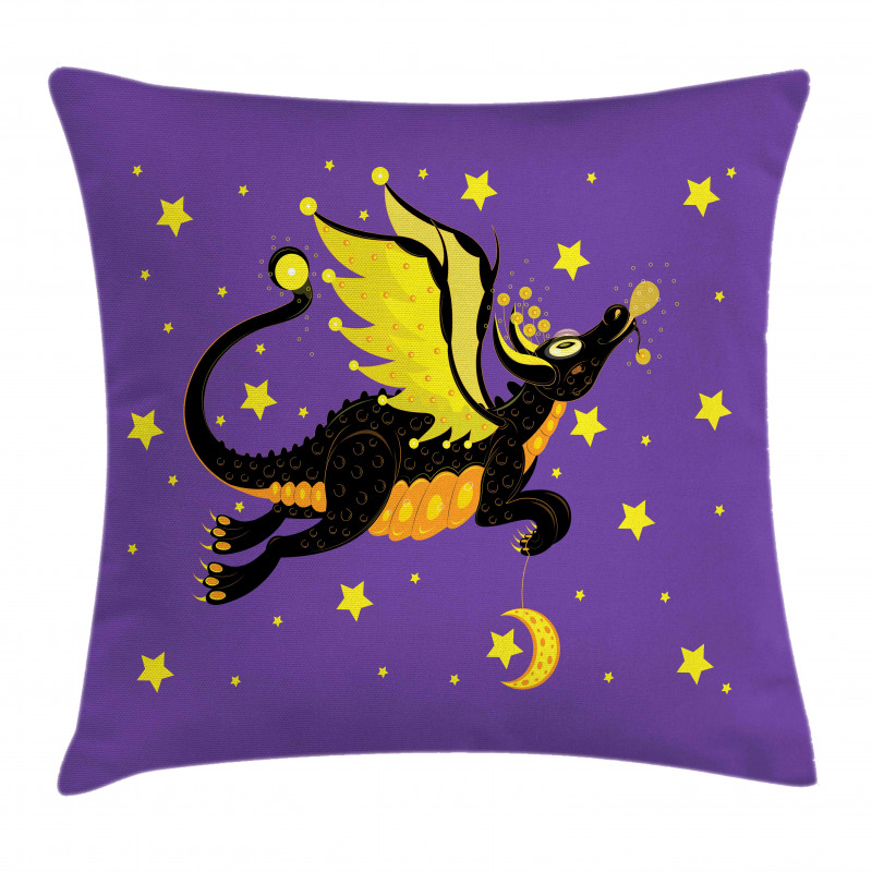 Moon and the Stars at Night Pillow Cover