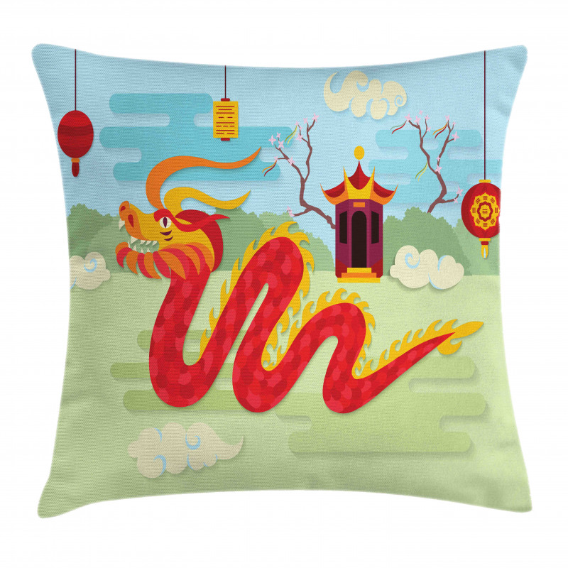 Chinese Pavilion Pillow Cover