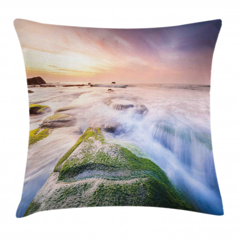Malaysia Nature Stream on Rock Pillow Cover
