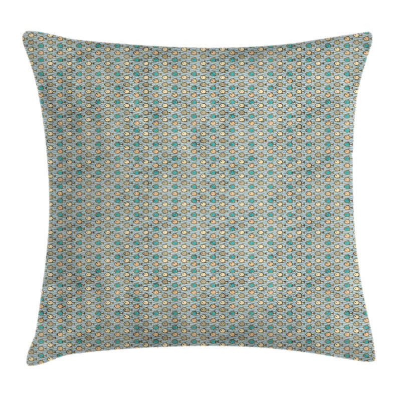 Grunge Cartoon Fish Doodle Art Pillow Cover