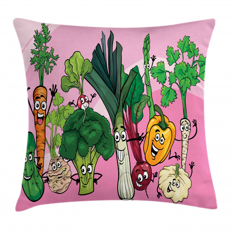 Happy Healthy Food Image Pillow Cover