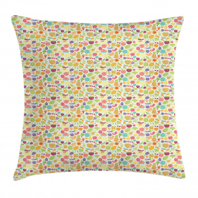 Cartoonish Foods Pillow Cover