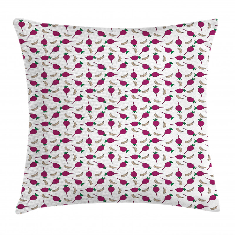 Cartoon Garlic and Beet Pillow Cover