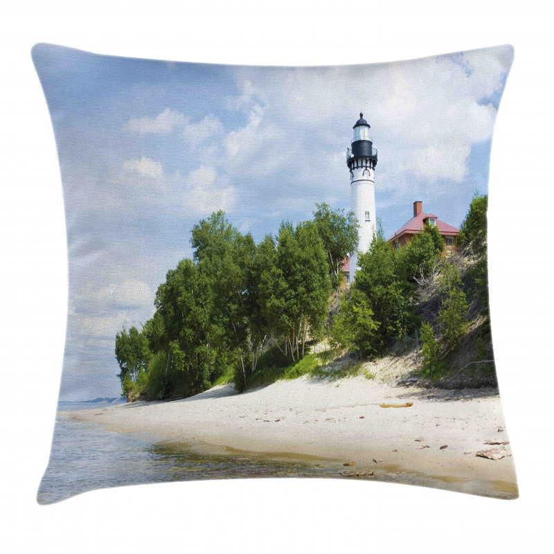 Lighthouse at Beach Pillow Cover