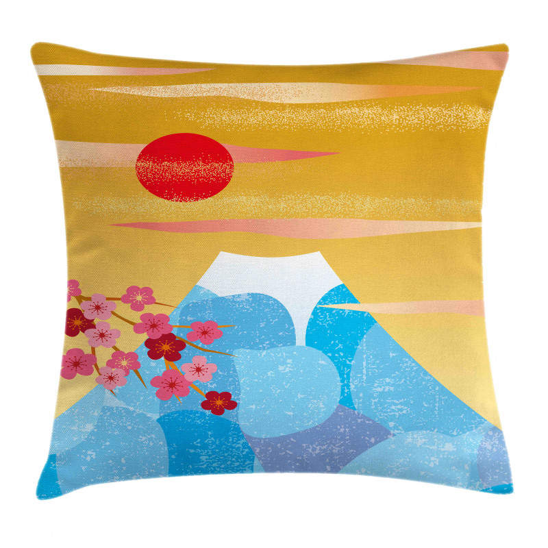 High Cliff Silhouette Flowers Pillow Cover