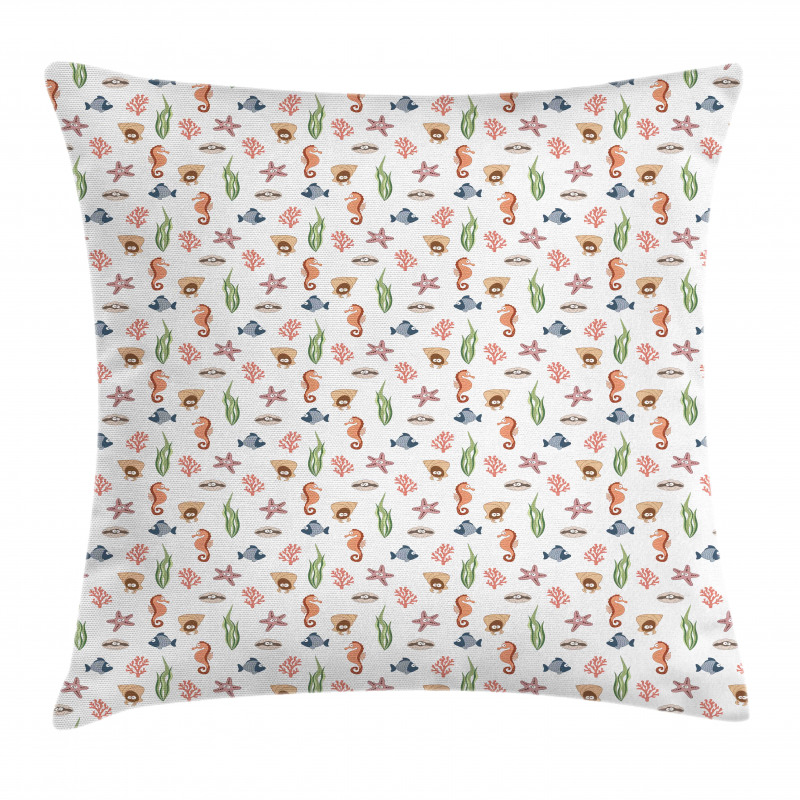 Colorful Sea Creatures Pillow Cover