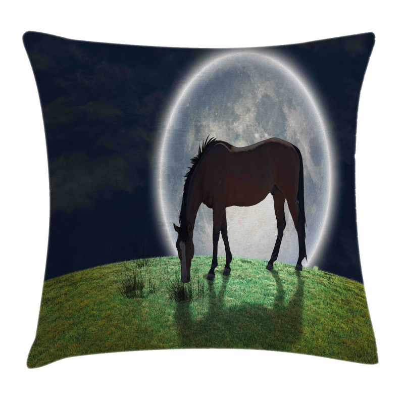 Horse on Hill Full Moon Pillow Cover