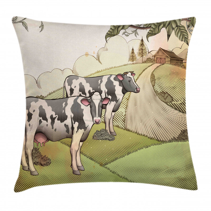 Dairy Cows Countryside Pillow Cover