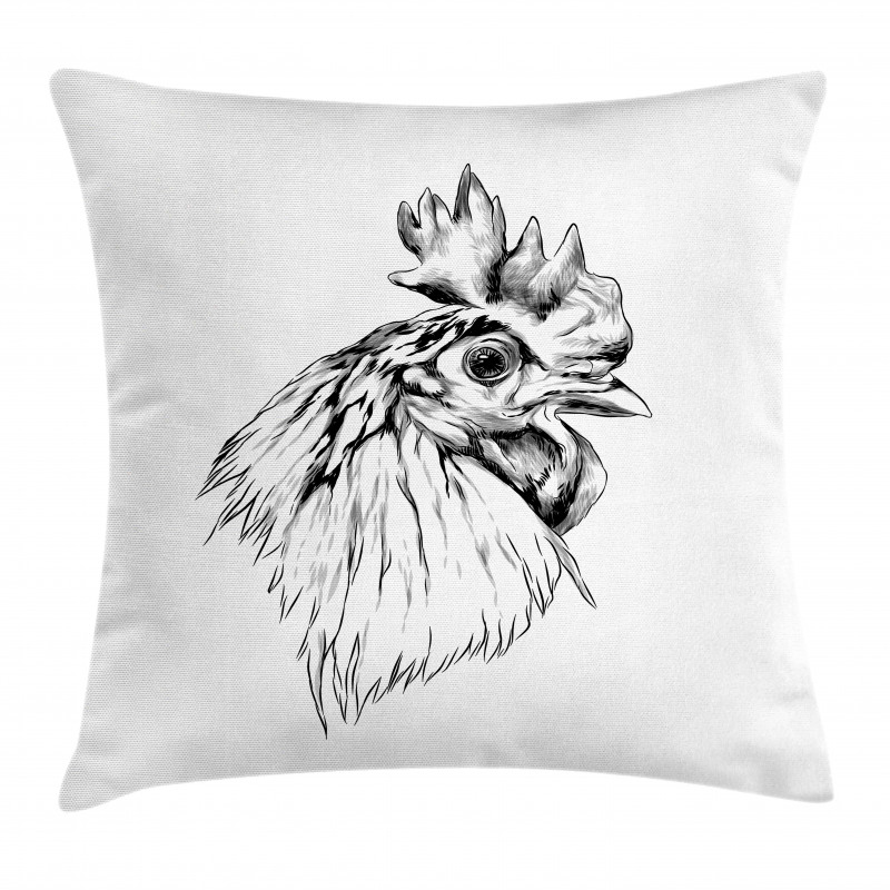 Rooster Head Portrait Pillow Cover