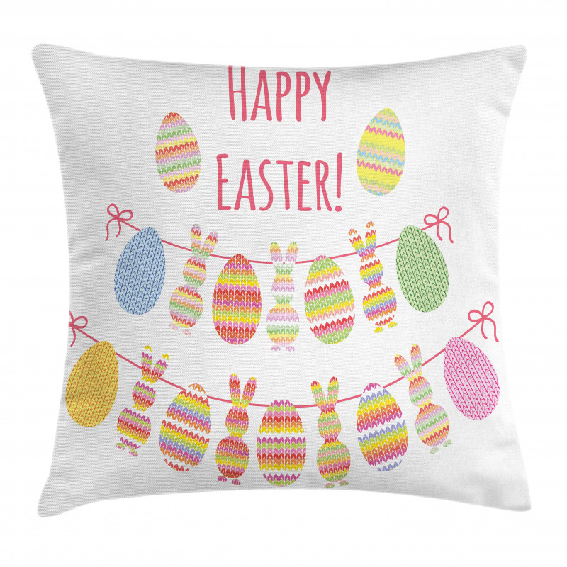 Happy Rabbit Bunting Pillow Cover