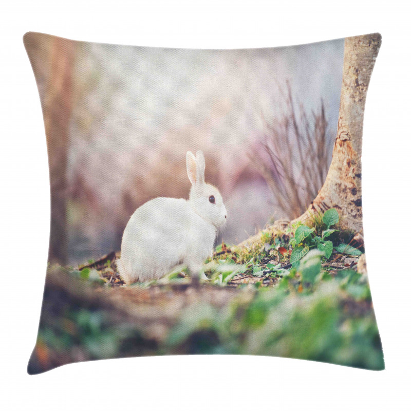 Spring Rabbit Forest Pillow Cover