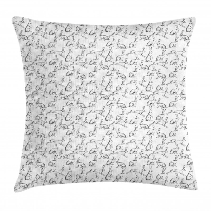 Rabbit Engraving Art Pillow Cover