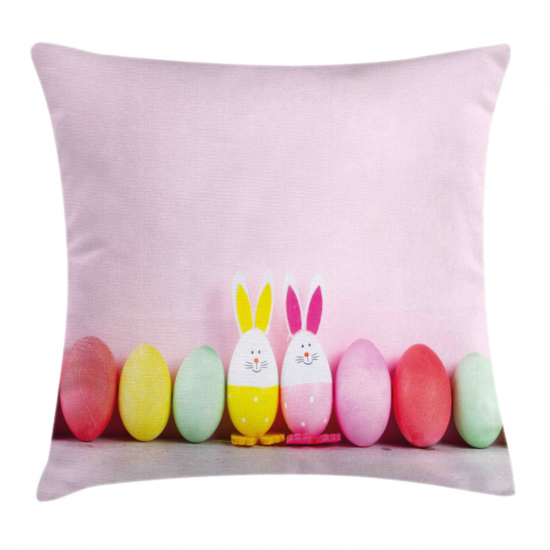 Dyed Eggs and Rabbits Pillow Cover