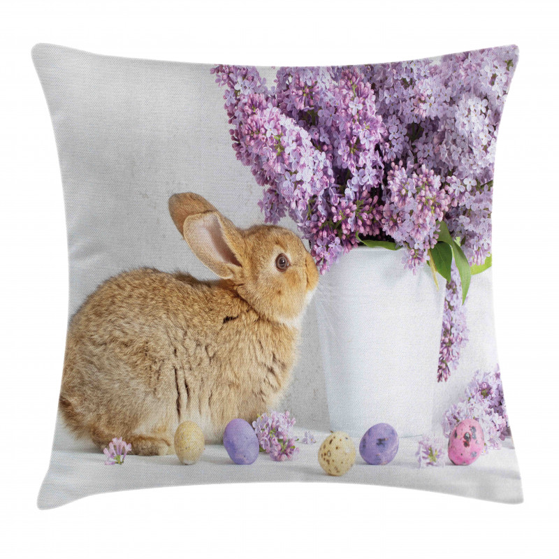 Rabbit with Lilac Pillow Cover