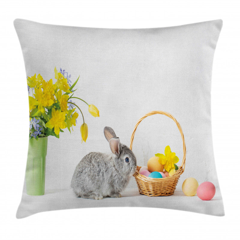 Dyed Eggs and Rabbit Pillow Cover