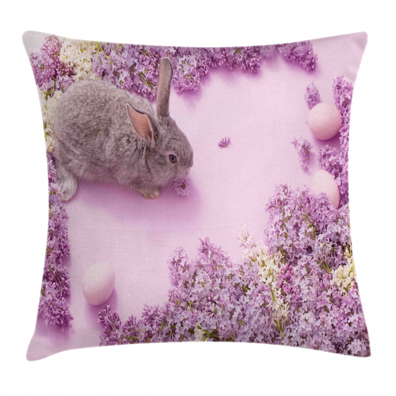 Rabbit Lilac Blossom Pillow Cover