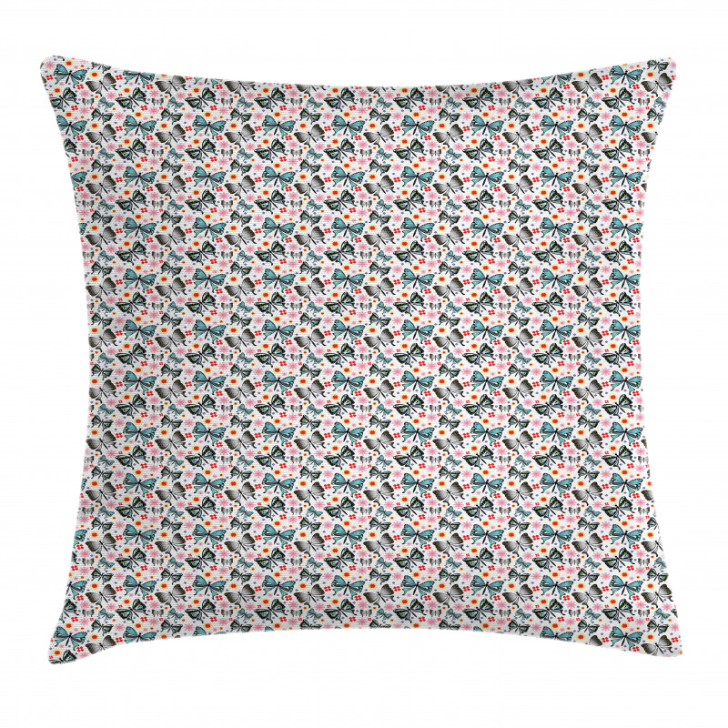 Insect and Tiny Flowers Pillow Cover