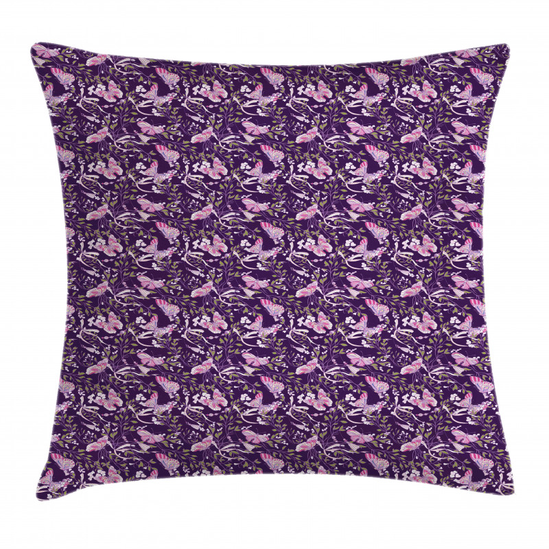 Butterflies Floral Branches Pillow Cover