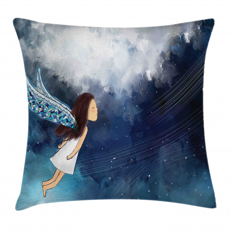 Magical Winged Girl in Sky Pillow Cover