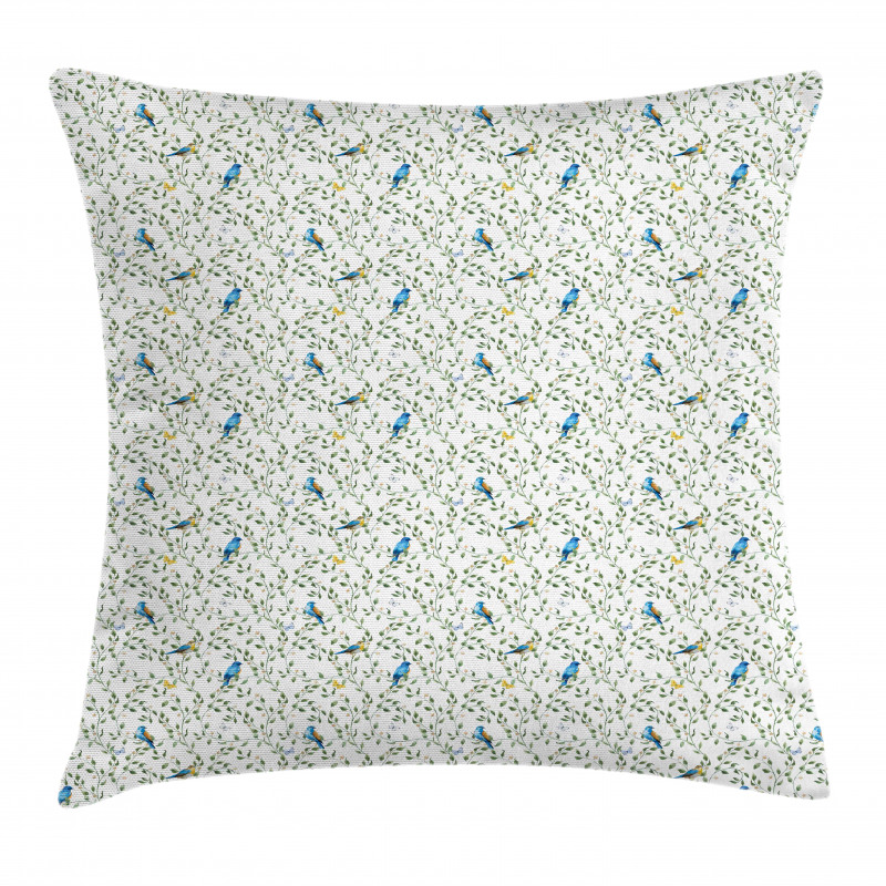 Thin Leafy Branches Berries Pillow Cover
