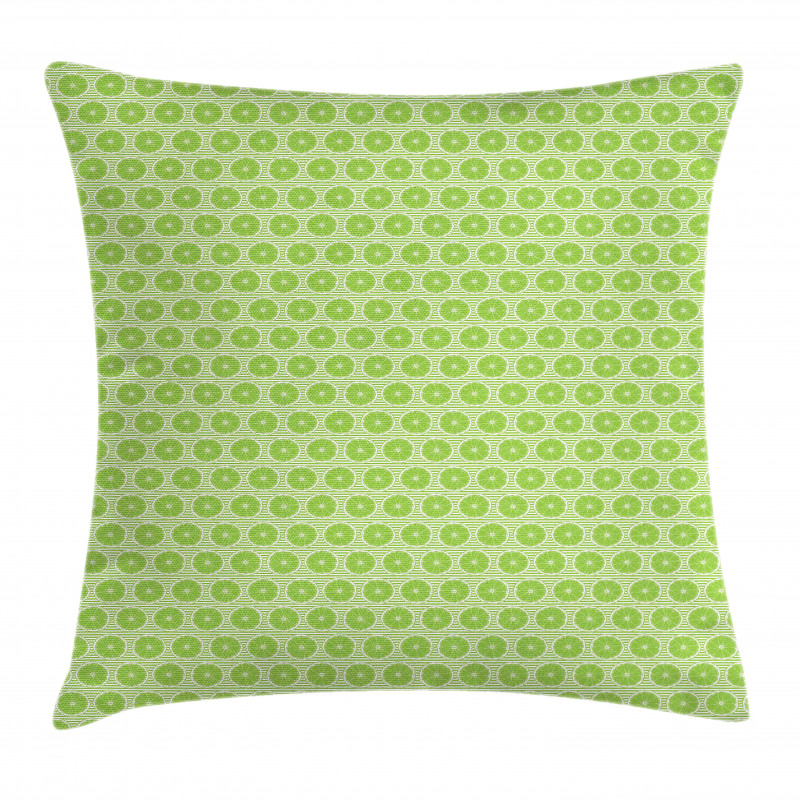 Round Slices of Lime Striped Pillow Cover