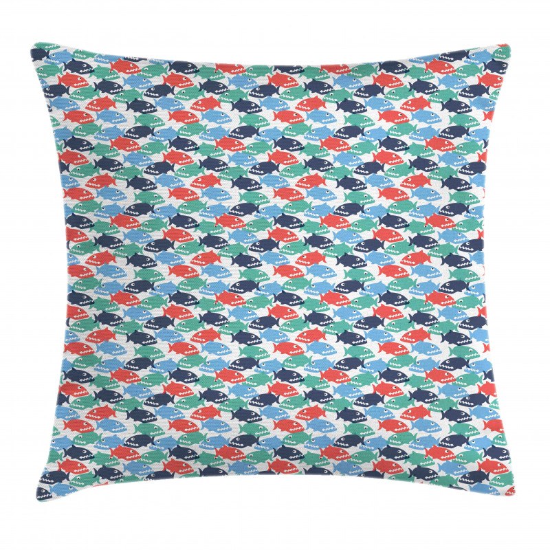 Colorful Cartoonish Piranha Pillow Cover