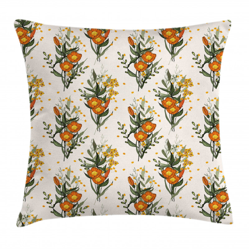 Vintage California Poppy Pillow Cover