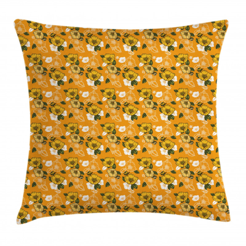 Orange Tones Spring Blossom Pillow Cover