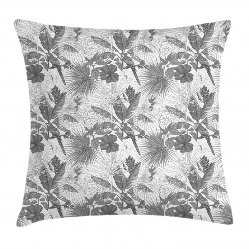 Monochrome Exotic Parrot Pillow Cover