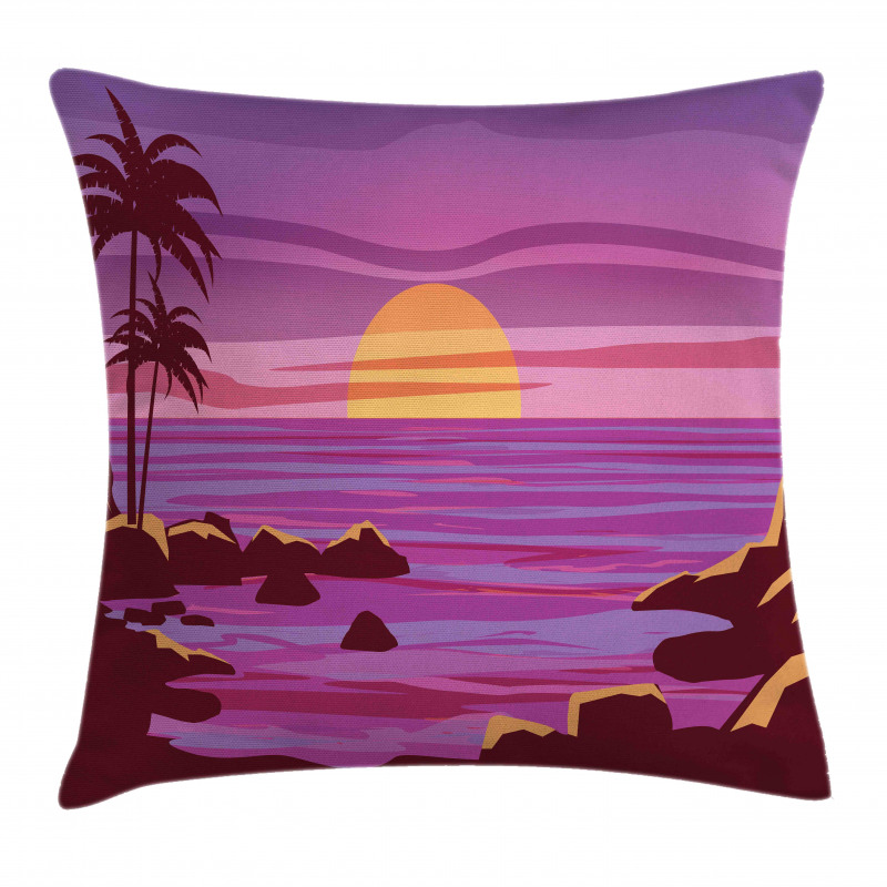 Retro Style Cartoon Beach Pillow Cover