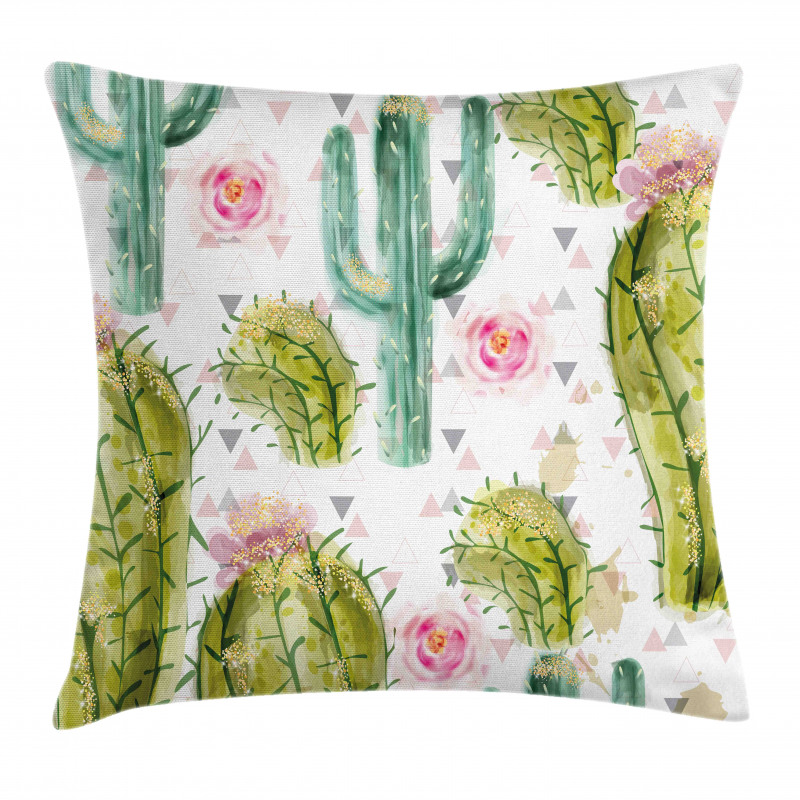 Watercolor Exotic Cactus Pillow Cover