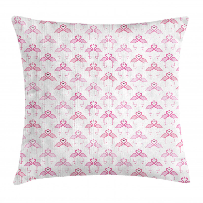 Cutsy Love Flamingos Art Pillow Cover