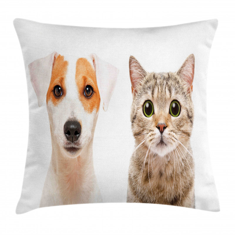 Portraits of Dog and Cat Pillow Cover