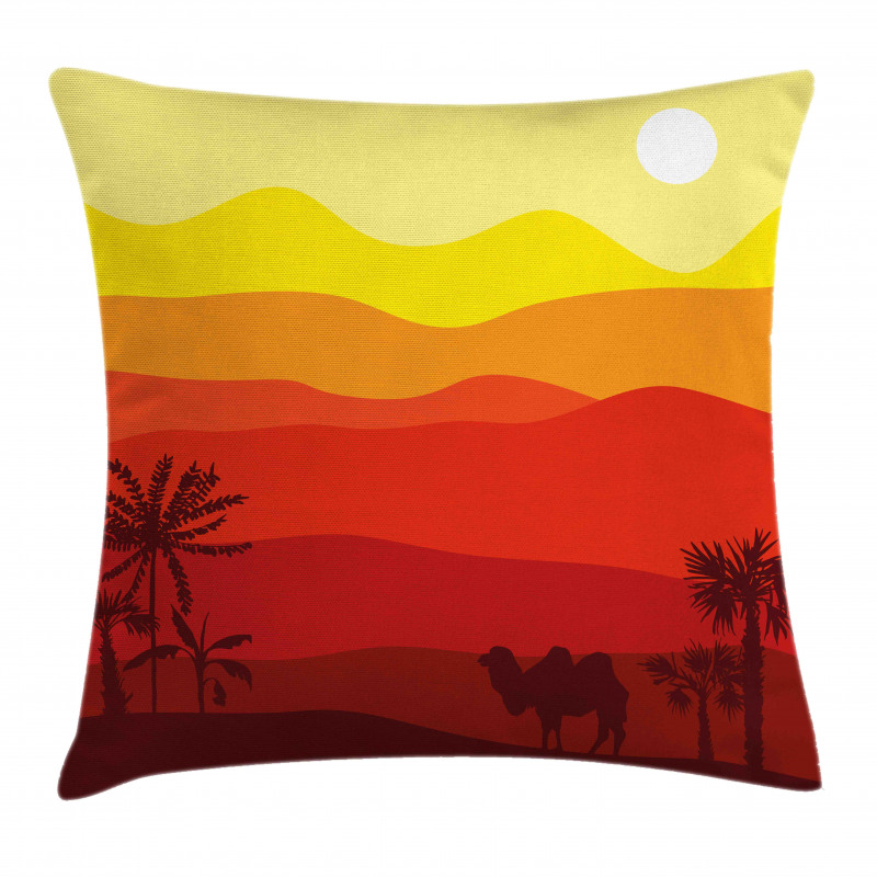 Dessert Scene Camel Trees Pillow Cover