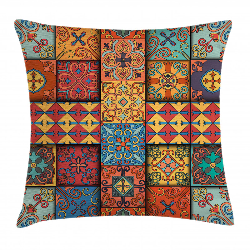 Azulejo Tile Squares Art Pillow Cover