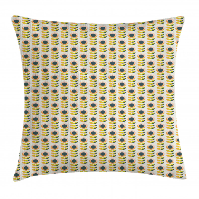 Flowers and Symmetric Leaves Pillow Cover
