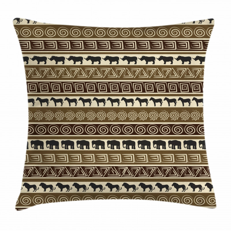 Africa Theme Stripes Animals Pillow Cover