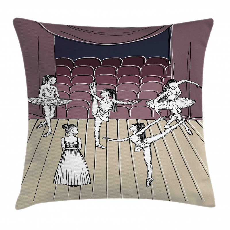 Ballerinas Stage Sketch Pillow Cover