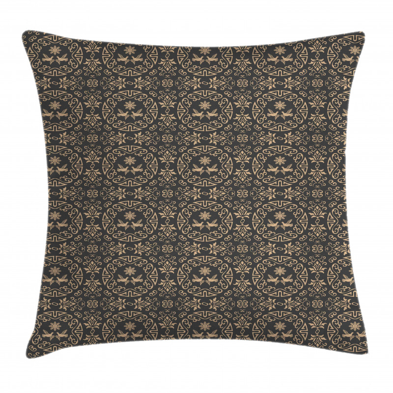 Floral Pigeon Motifs Art Pillow Cover