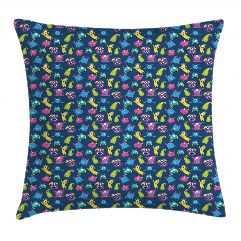 Funny Monsters Making Faces Pillow Cover