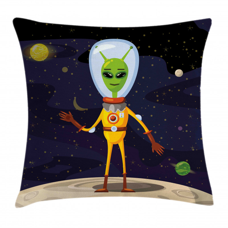 Funny Creature in a Spacesuit Pillow Cover