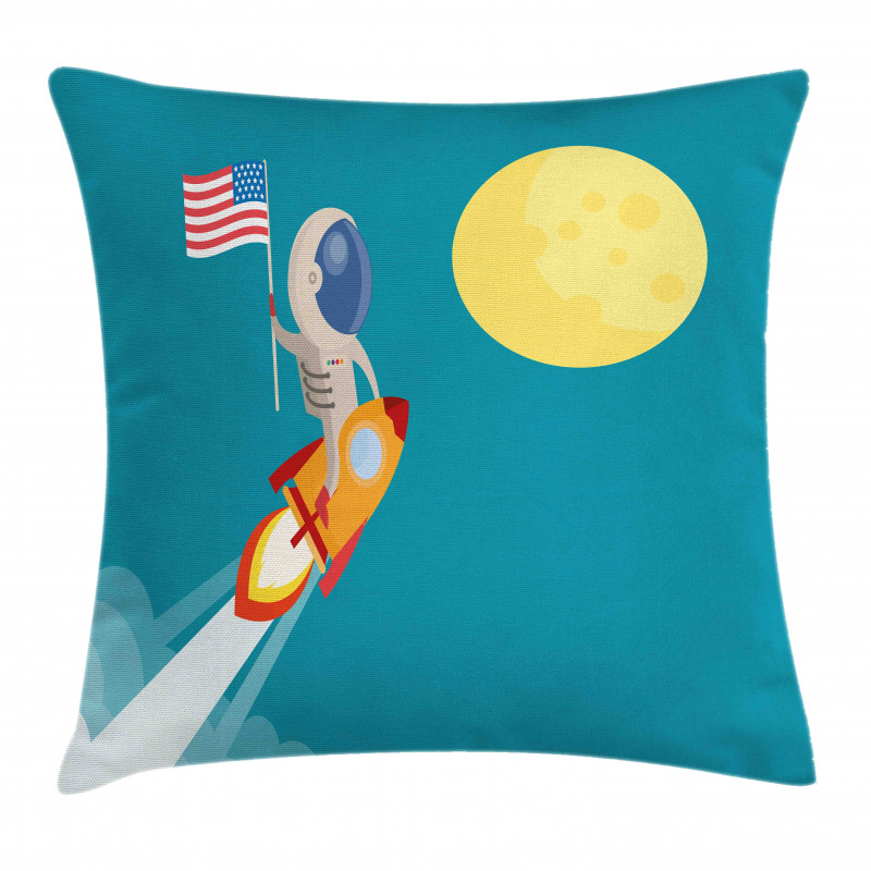 Astronaut Flying to the Moon Pillow Cover