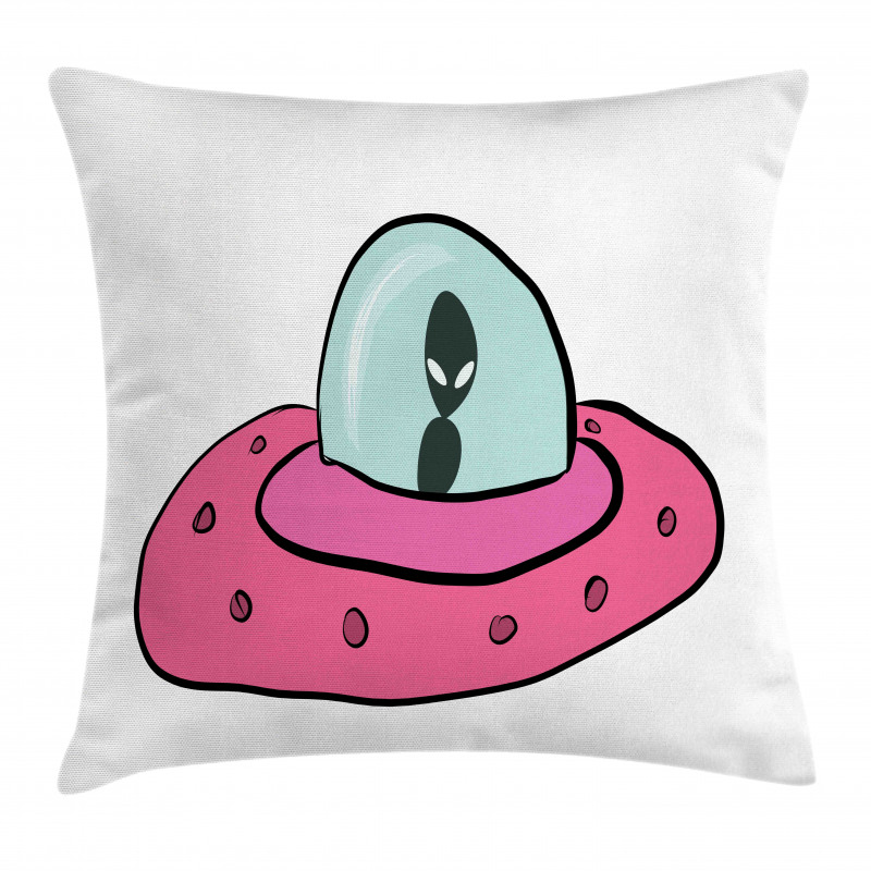 Doodle Style Flying Saucer Pillow Cover