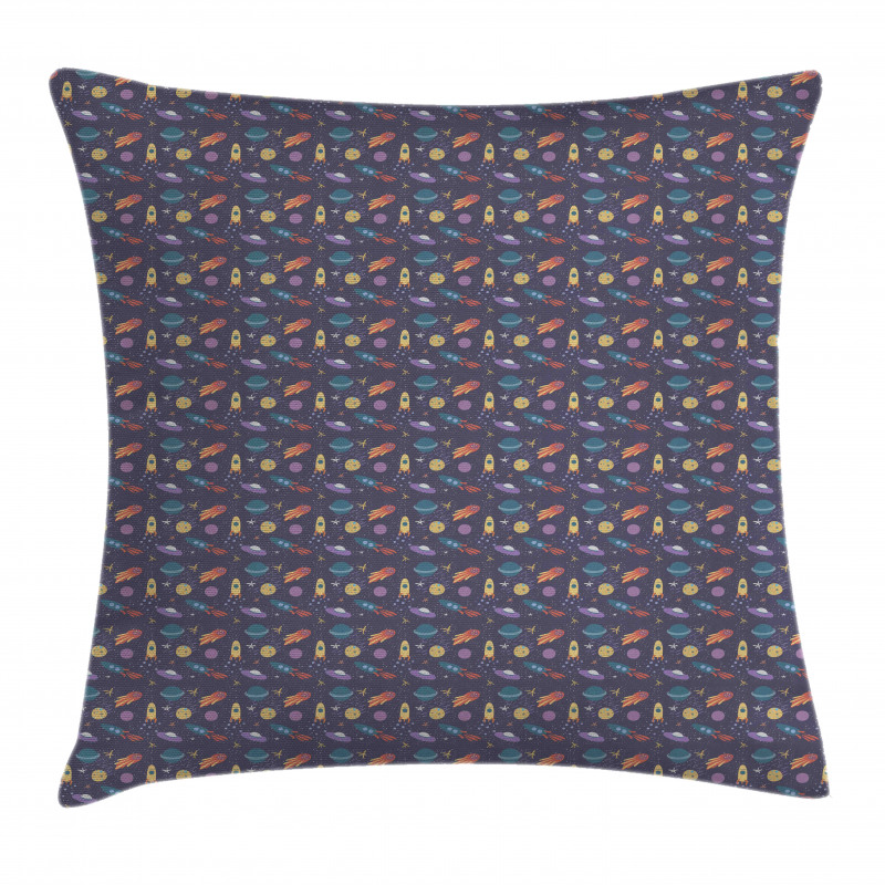 Rockets and Stars Pastel Hues Pillow Cover