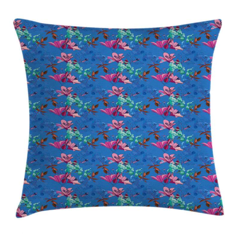 Blooming Lilies and Phloxes Pillow Cover