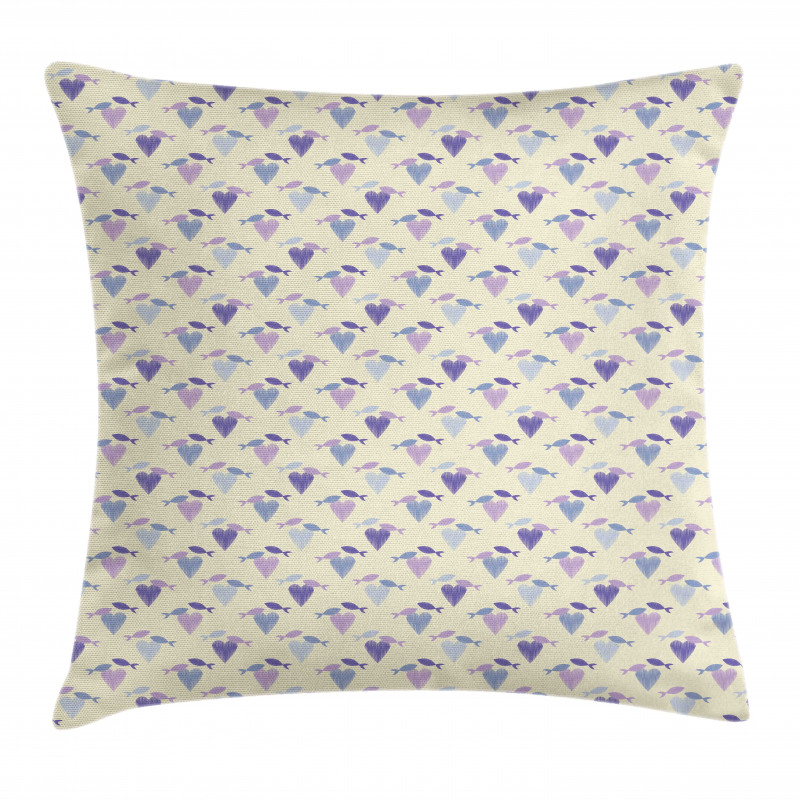 Stripey Hearts and Fish Pillow Cover