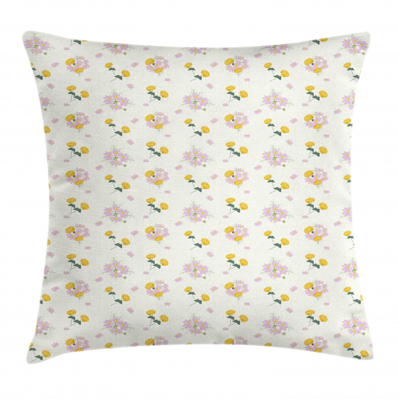 Cosmee and Zinnia Flowers Pillow Cover