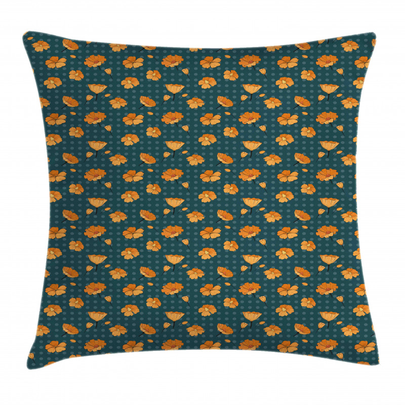 Petal and Buds on Polka Dots Pillow Cover
