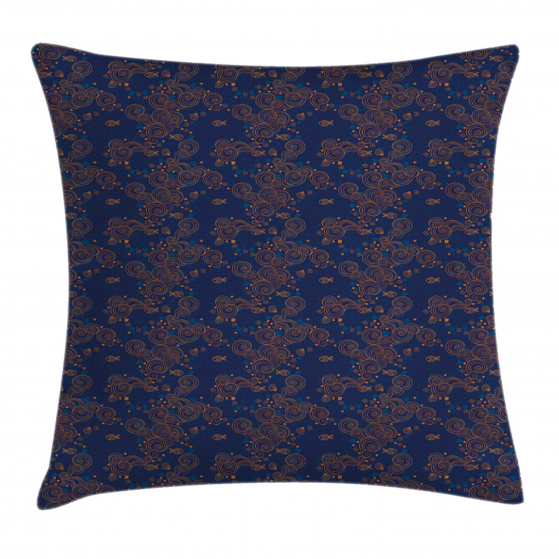 Fish Shell Flowers Swirls Pillow Cover